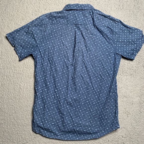 Izod Saltwater Men's Paisley Shirt L Floral Blue Button Down Short Sleeve Hawaii - Picture 2 of 8